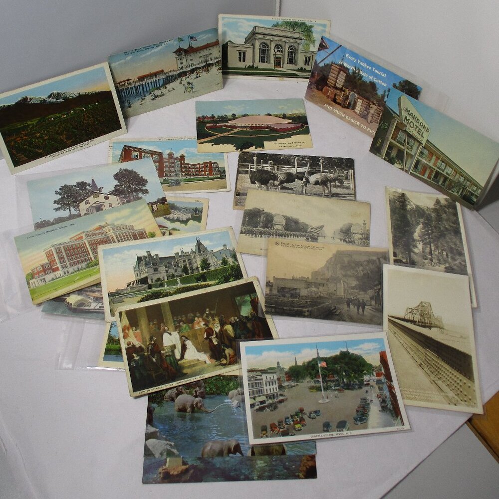 Bundle Lot of 22 Vintage Old  Postcards PC  Color and B & W